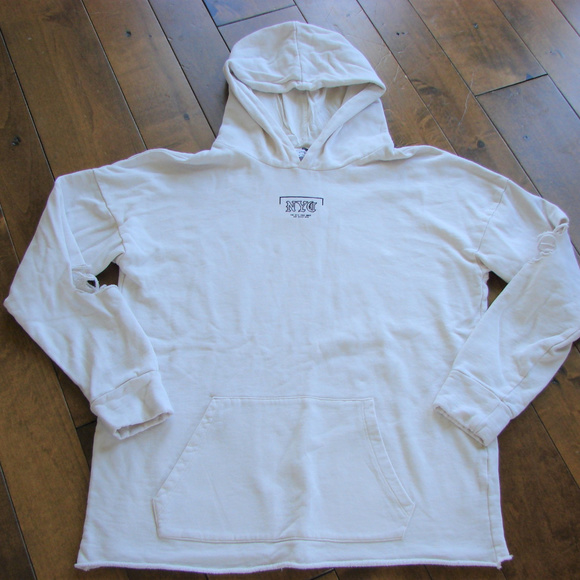 Topman Other - Topman NYC Distressed Pullover Hoodie Sweatshirt